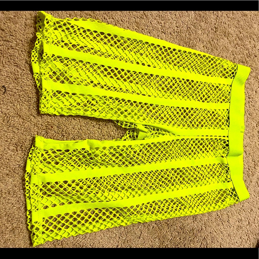 Fashion Nova Neon Green Mesh Biker Short Size L